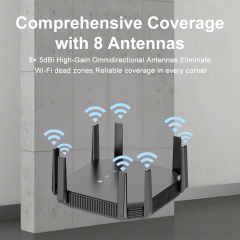 KuWFi 1800Mbps WiFi6 Dual Band Gigabit Router 8 Antennas High Speed Low Latency WiFi6 Router for IPTV Home