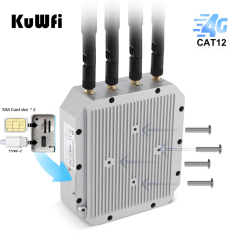 KuWFi 2.4G&5.8GHz 1800Mbps Gigabit Port Cat12 Speed 4g+ Outdoor IP67 4G Sim Card Router