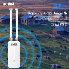 KuWFi WiFi7 3600Mbps Dual Band 128users 2.5G PoE 400meters IP65 Waterproof Solar Outdoor ap for Campus Wifi
