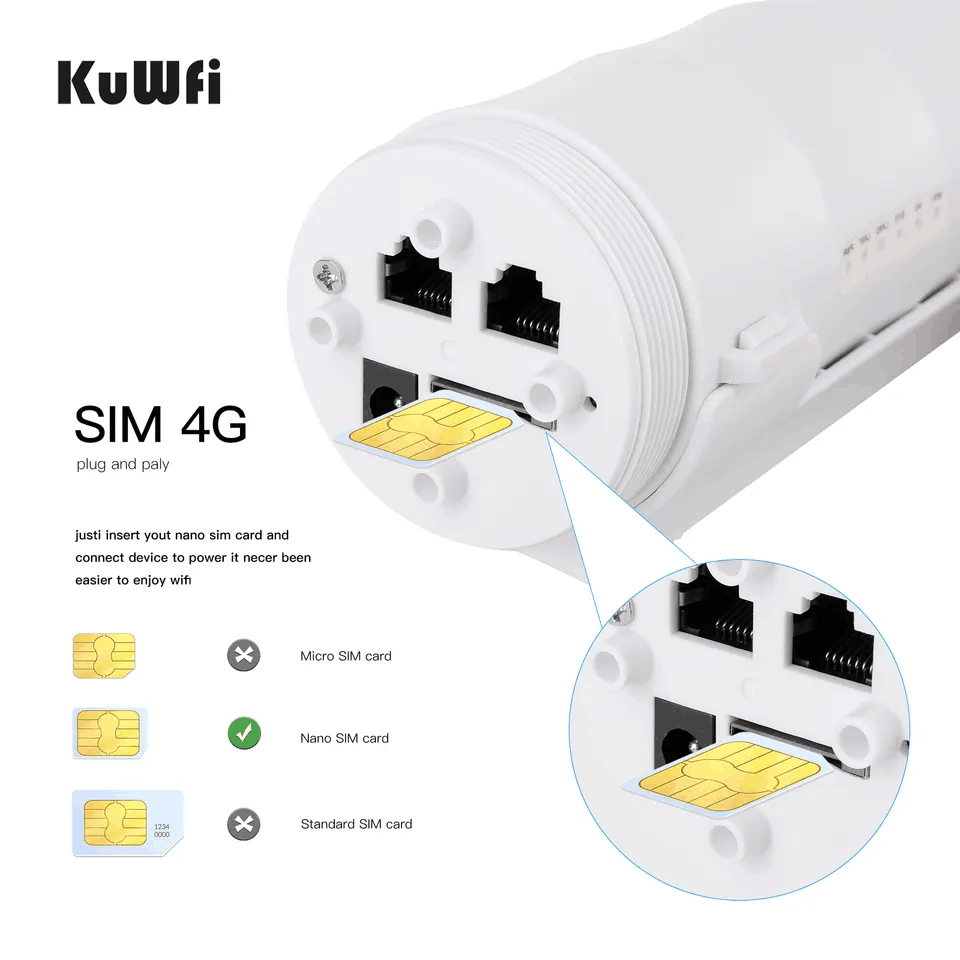 KuWFi outdoor 4g LTE WIFI Router 150Mbps Wireless AP WIFI Extender Long Range