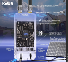 KuWFi WiFi7 Dual Band 800meters Wi-fi Zone 2.5G Port 12V DC Industrial Waterproof Outdoor Access Point for Park Wifi