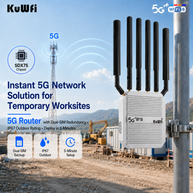KuWFi SDX75 GRE/ WireGuard /Zerotier VPN Available NSA SA Dual SIM WiFi6 5G CPE Router