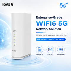 KuWFi Ax3000 Wifi6 2 Sim Card VPN P2TP Dual Band NFC Function 5g Sim Router with 2.5G Port