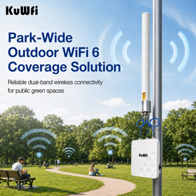 KuWFi 800meters Long Range Dual Band 3000Mbps Wifi6 Industrial Ip67 Outdoor Access Point With SFP Port Wifi6 Coverage Solution