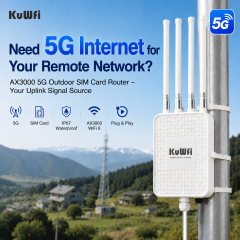 KuWFi 5G NR 3000Mbps WiFi6 Industrial 2.5G PoE 12V DC SA/NSA 5g Sim Card Router for wifi solution