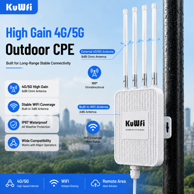 KuWFi 5G NR 3000Mbps WiFi6 Industrial 2.5G PoE 12V DC SA/NSA 5g Sim Card Router for wifi solution