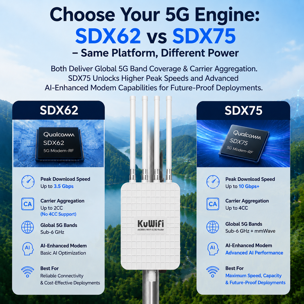 KuWFi 5G NR 3000Mbps WiFi6 Industrial 2.5G PoE 12V DC SA/NSA 5g Sim Card Router for wifi solution