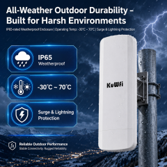 KuWFi 5.8GHz 900Mbps 5KM 14dBi High Power PtP PtMP Gigabit PoE Long Range Outdoor Cpe for CCTV IP Camera