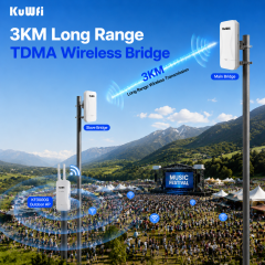 KuWFi 3km Long Range TDMA 5.8G IP65 Waterproof Gigabit Port Point to Point Wireless Cpe Bridge for Music Festival