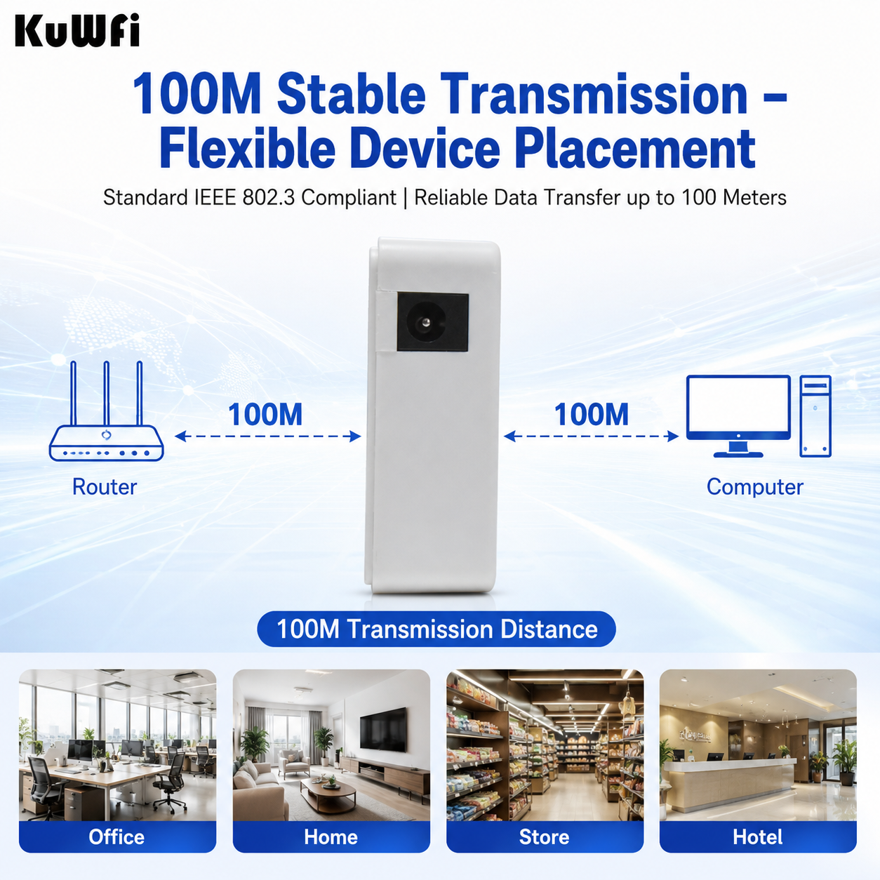 KuWFi 16Gbps Ethernet Full Gigabit Internet LED Display Play and Plug Mini 8 Port 1000Mbps Network Switch for Office