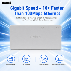 KuWFi 16Gbps Ethernet Full Gigabit Internet LED Display Play and Plug Mini 8 Port 1000Mbps Network Switch for Office