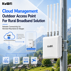 KuWFi Dual Band 3000Mbps IP67 Long Range 4x8dBi Omni Antenna 150+ Users Industrial Outdoor Access Point