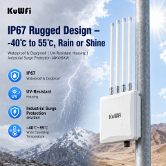 KuWFi Dual Band 3000Mbps IP67 Long Range 4x8dBi Omni Antenna 150+ Users Industrial Outdoor Access Point