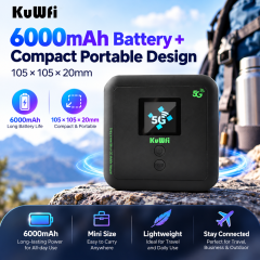 KuWFi Unlocked WiFi6 AX1800 Portable Hotspot 6000mAh Battery LAN Port ESIM 5G WiFi Router for Camping
