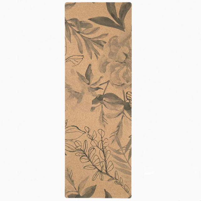 Customized cork natural rubber yoga mat with UV printing