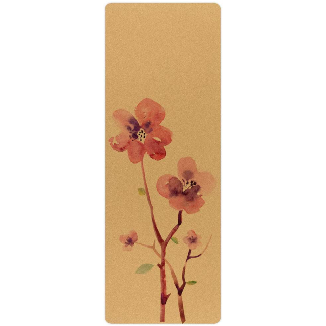 Customized cork natural rubber yoga mat with UV printing