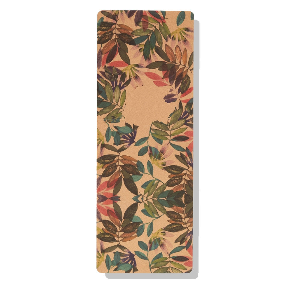 Customized cork natural rubber yoga mat with UV printing