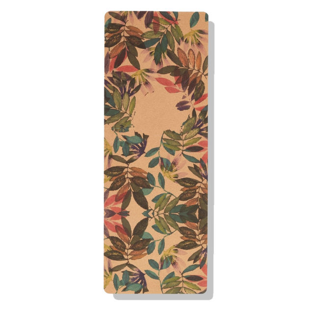 Customized cork natural rubber yoga mat with UV printing