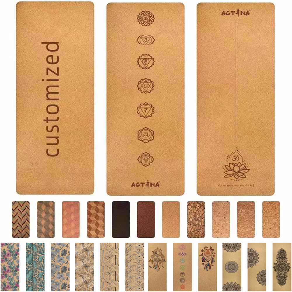 100% biodegradable cork natural rubber yoga mat