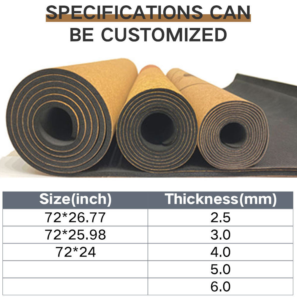100% biodegradable cork natural rubber yoga mat