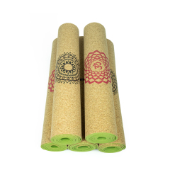 Ecological cork TPE yoga mat with heat transfer printing