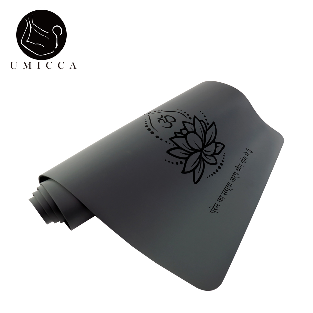 Grey PU sustainable natural rubber yoga mat with laser engraving