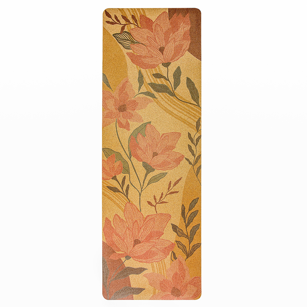 Customized Eco-friendly cork natural rubber yoga mat with UV printing