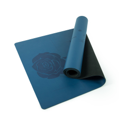 Hot selling deep blue PU sustainable natural rubber yoga mat with laser engraving