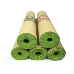 Ecological cork TPE yoga mat with heat transfer printing