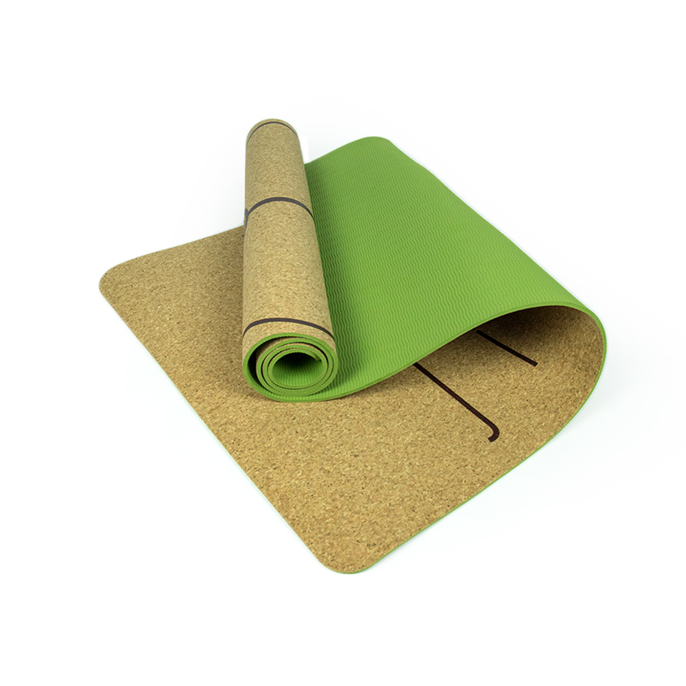 Ecological cork TPE yoga mat with heat transfer printing