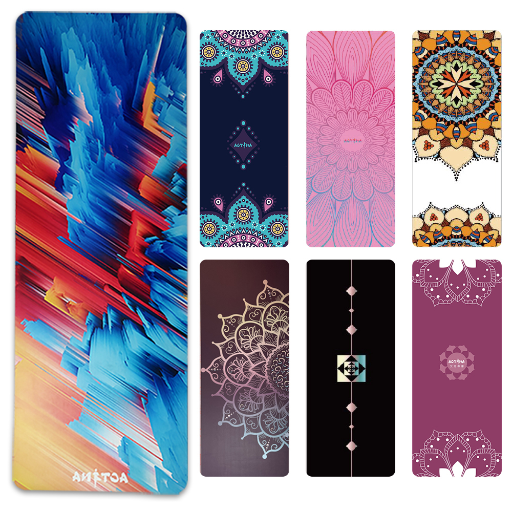 Customized PU sustainable natural rubber yoga mat with UV printing