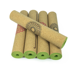 Ecological cork TPE yoga mat with heat transfer printing