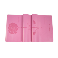 Hot selling lady pink PU sustainable natural rubber yoga mat with laser engraving