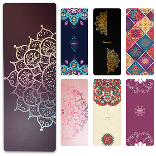 Customized PU natural rubber yoga mat with UV printing