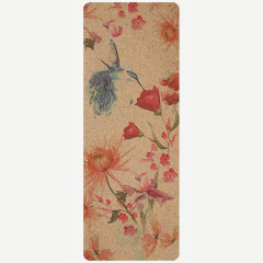 Customized Eco-friendly cork natural rubber yoga mat with UV printing