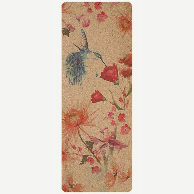 Customized Eco-friendly cork natural rubber yoga mat with UV printing