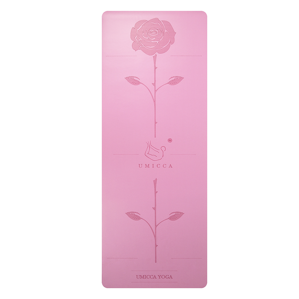 Hot selling lady pink PU sustainable natural rubber yoga mat with laser engraving