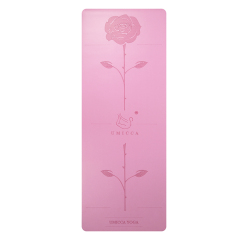 Hot selling lady pink PU sustainable natural rubber yoga mat with laser engraving