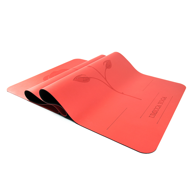 Hot selling red PU sustainable natural rubber yoga mat with laser engraving