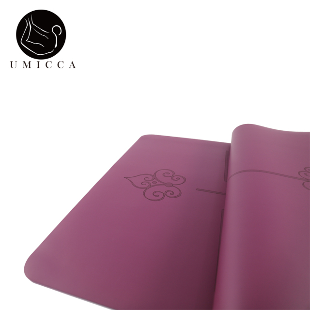 Deep purple PU sustainable natural rubber yoga mat with laser engraving