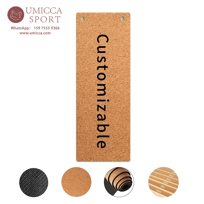 Customized Eco-friendly cork natural rubber yoga mat with heat transfer printing