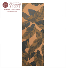 Customized Eco-friendly cork natural rubber yoga mat with UV printing