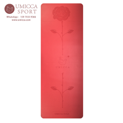 Hot selling red PU sustainable natural rubber yoga mat with laser engraving