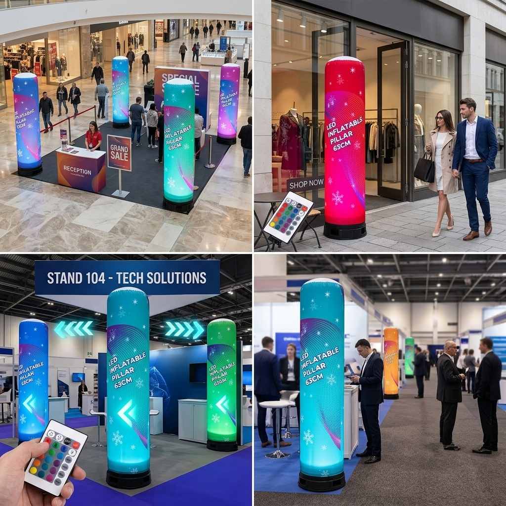 Custom Print Rotating Inflatable Pillar with LED Light-2.5x0.65M,PDYEAR GROUP,Custom Print Rotating Inflatable Pillar with LED Light-2.5x0.65M