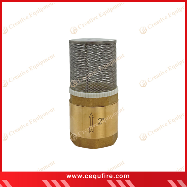 alt="Brass Foot Valve with Strainer for pump suction systems – corrosion-resistant brass construction with built-in mesh strainer, prevents backflow and debris, ideal for firefighting, irrigation, and industrial use in harsh Middle East environments"
