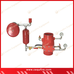 Grooved wet alarm check valve preventing backflow and triggering alarms in fire systems