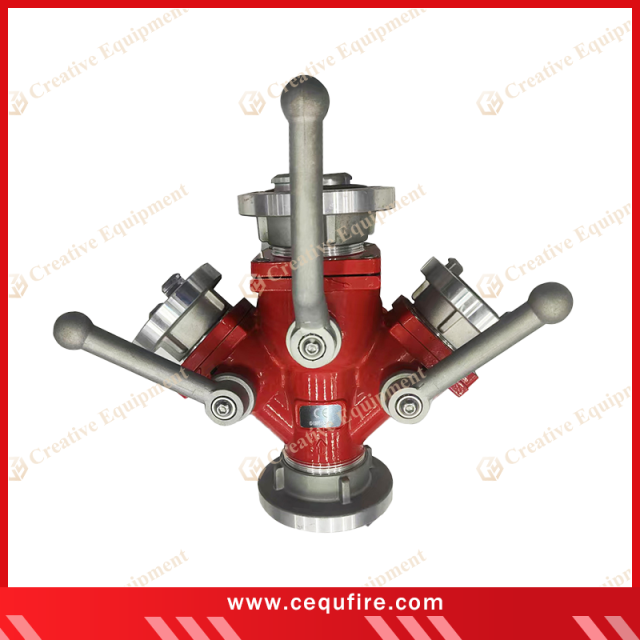 Firefighting ball divider valve with multiple controllable outlets