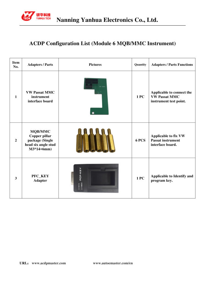 Yanhua Mini ACDP Module 6 for VW MQB/MMC IMMO Mileage Adjustment Newly Add PCF-key Adapter with License A601