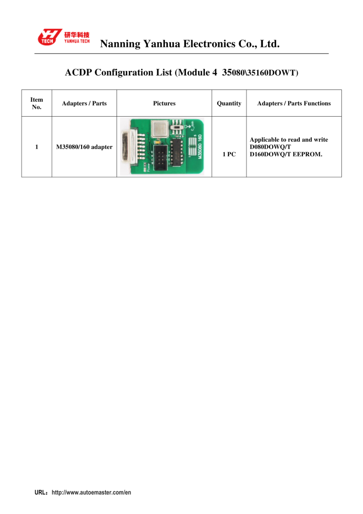 Yanhua Mini ACDP Module 4 BMW 35080 35160DO WT EEPROM Read & Write with License A802