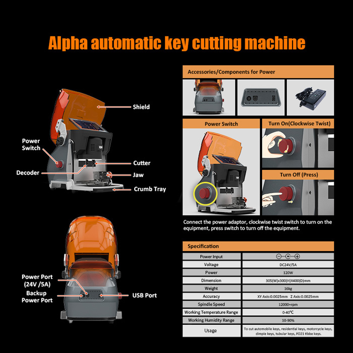 Kukai Alpha All In One Automatic Key Cutting Machine Locksmith Tools